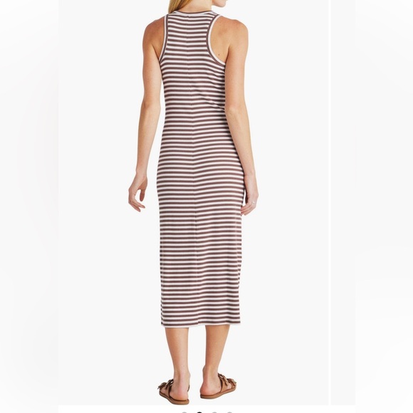 Splendid HPNWT Benson brown sleeveless knit striped midi dress with  side slits - mordernwear.com